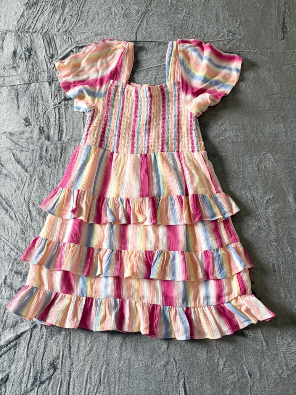 Girls size 6X Smocked Tiered Colorful Knee Length Dress CHELSEA & VIOLET